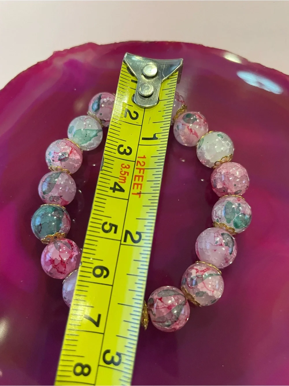 Dyed Quartz Stretch Bead Handmade Bracelet #5024